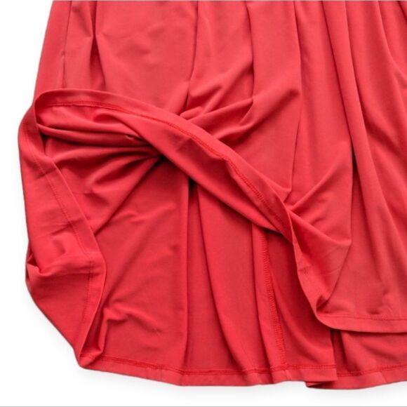 Boston Proper Flowy Ruched Sleeveless Orange Midi Dress - Picture 9 of 9